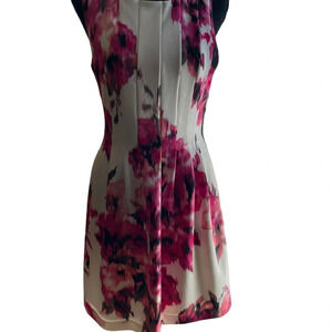 JESSICA HOWARD PINK/WHITE FLORAL SLEEVELESS LINED DRESS - SIZE 8
